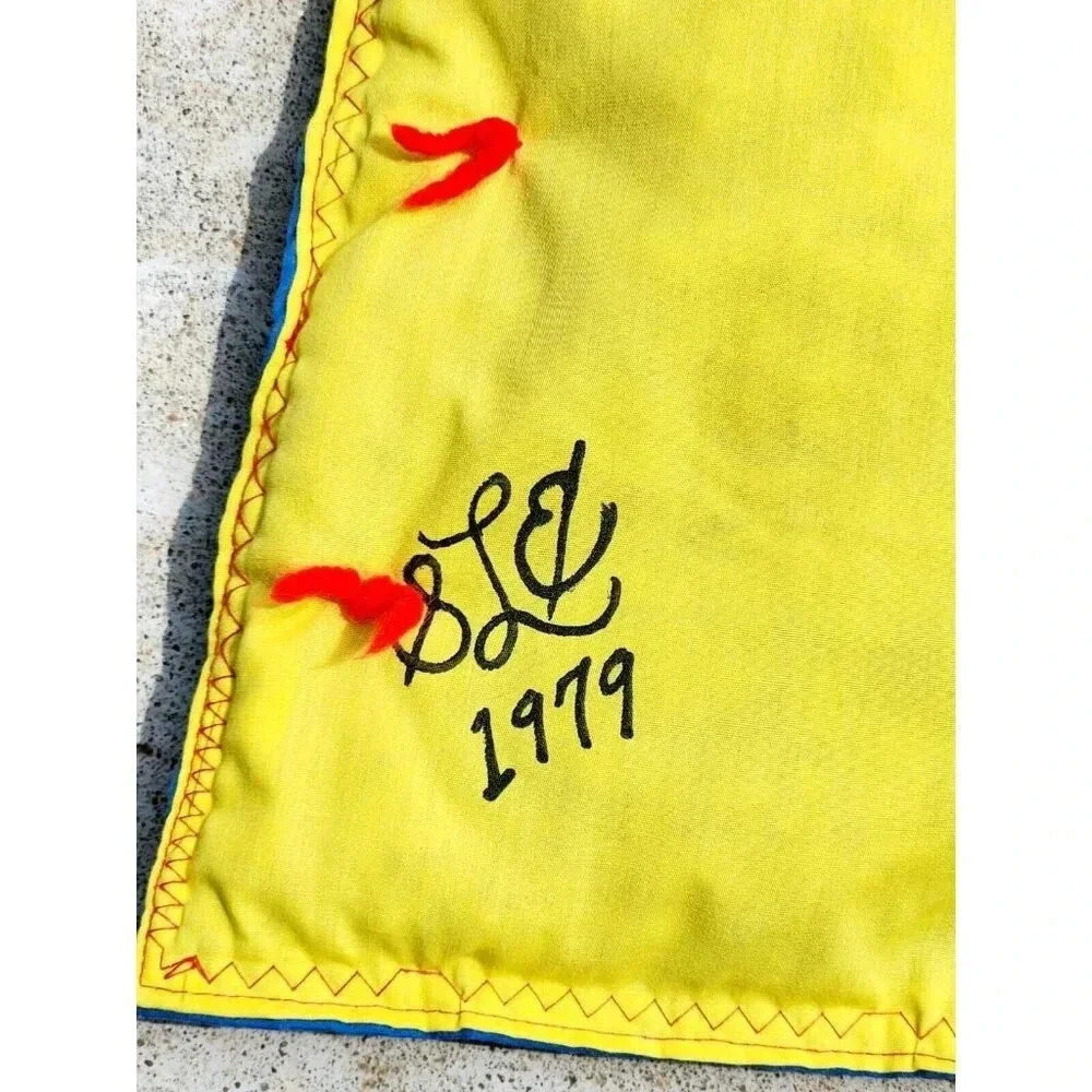 Vintage Disney Pinocchio Blue & Yellow Handmade Blanket Quilt Toddler 44…